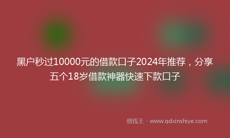 黑户秒过10000元的借款口子2024年推荐，分享五个18岁借款神器快速下款口子