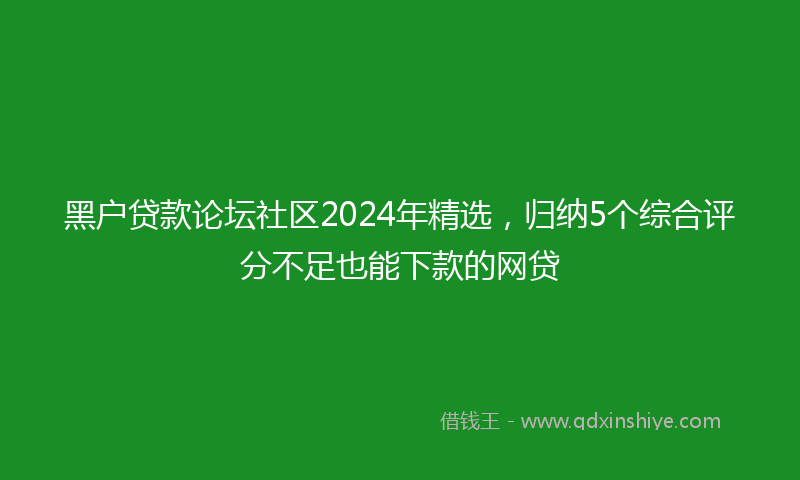 黑户贷款论坛社区2024年精选，归纳5个综合评分不足也能下款的网贷