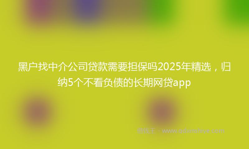 黑户找中介公司贷款需要担保吗2025年精选，归纳5个不看负债的长期网贷app