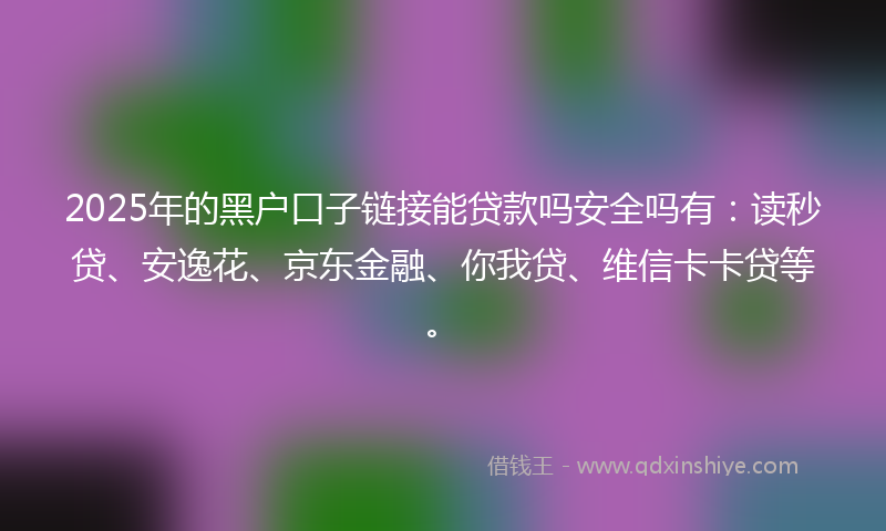 2025年的黑户口子链接能贷款吗安全吗有：读秒贷、安逸花、京东金融、你我贷、维信卡卡贷等。