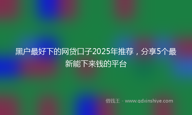 黑户最好下的网贷口子2025年推荐，分享5个最新能下来钱的平台