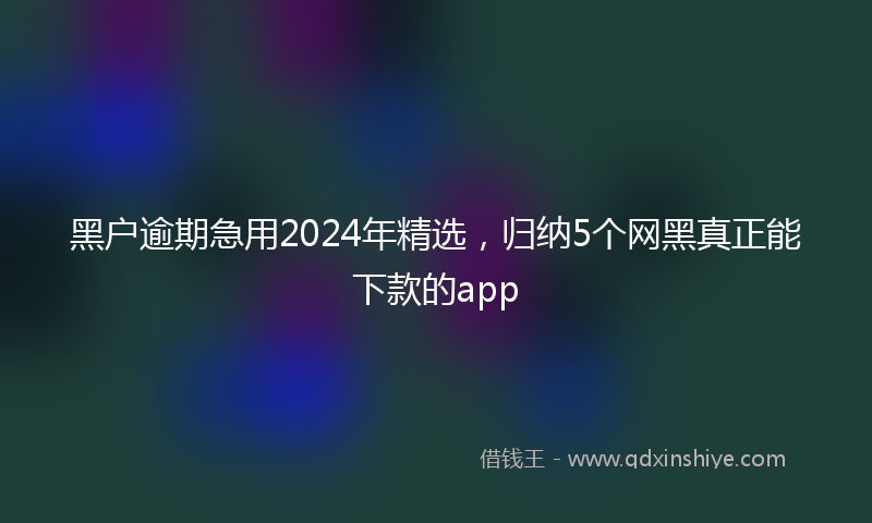 黑户逾期急用2024年精选，归纳5个网黑真正能下款的app