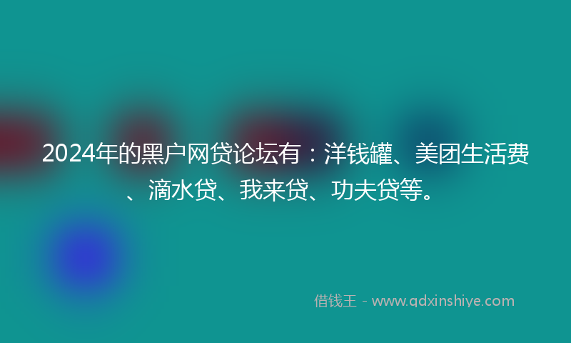 2024年的黑户网贷论坛有：洋钱罐、美团生活费、滴水贷、我来贷、功夫贷等。