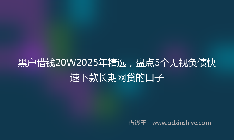 黑户借钱20W2025年精选，盘点5个无视负债快速下款长期网贷的口子