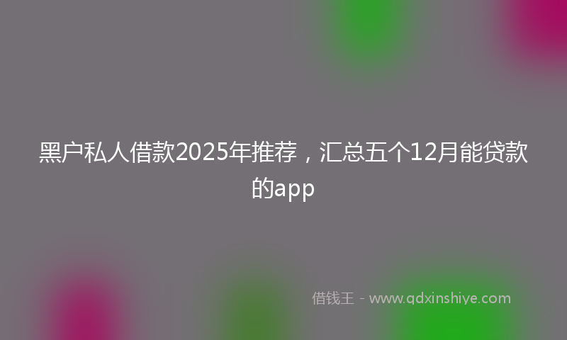 黑户私人借款2025年推荐，汇总五个12月能贷款的app