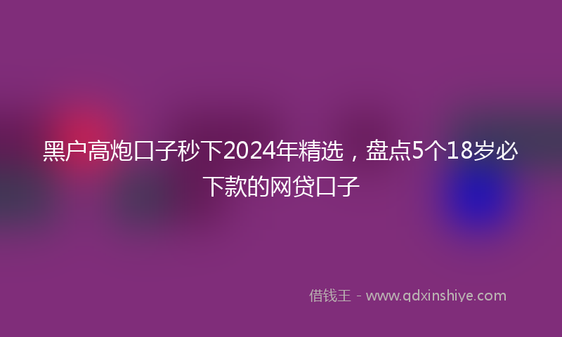 黑户高炮口子秒下2024年精选，盘点5个18岁必下款的网贷口子