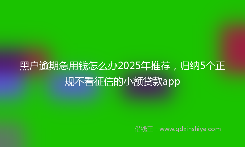 黑户逾期急用钱怎么办2025年推荐，归纳5个正规不看征信的小额贷款app