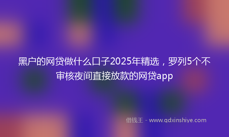 黑户的网贷做什么口子2025年精选，罗列5个不审核夜间直接放款的网贷app
