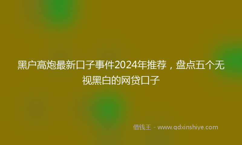 黑户高炮最新口子事件2024年推荐，盘点五个无视黑白的网贷口子