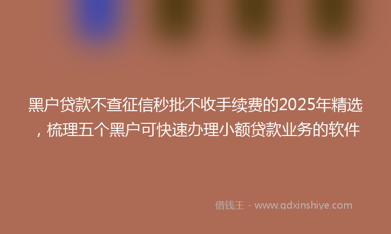 黑户贷款不查征信秒批不收手续费的2025年精选，梳理五个黑户可快速办理小额贷款业务的软件