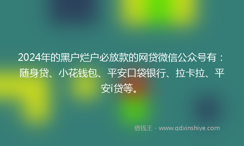 2024年的黑户烂户必放款的网贷微信公众号有：随身贷、小花钱包、平安口袋银行、拉卡拉、平安i贷等。