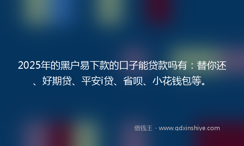 2025年的黑户易下款的口子能贷款吗有：替你还、好期贷、平安i贷、省呗、小花钱包等。