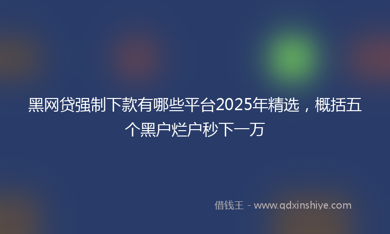 黑网贷强制下款有哪些平台2025年精选，概括五个黑户烂户秒下一万