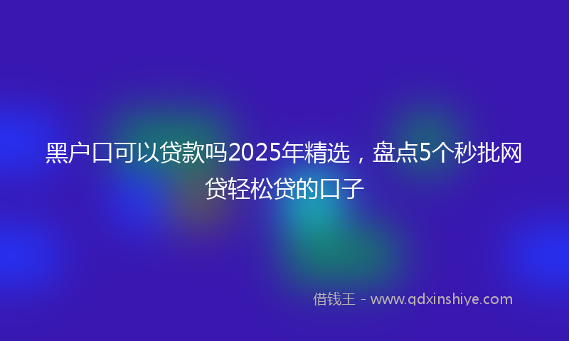 黑户口可以贷款吗2025年精选，盘点5个秒批网贷轻松贷的口子