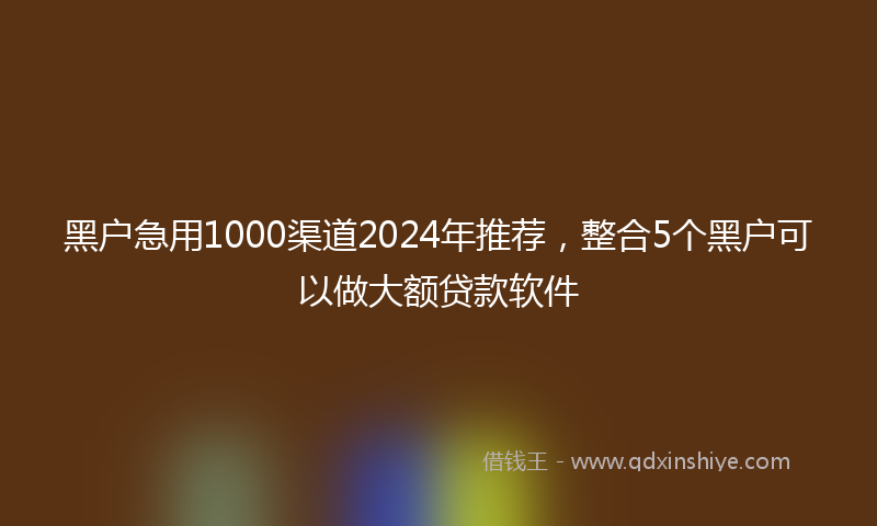 黑户急用1000渠道2024年推荐，整合5个黑户可以做大额贷款软件
