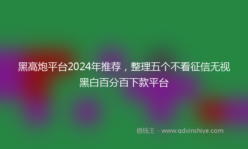 黑高炮平台2024年推荐，整理五个不看征信无视黑白百分百下款平台