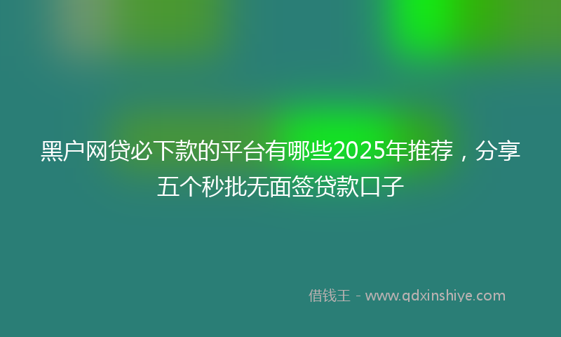 黑户网贷必下款的平台有哪些2025年推荐，分享五个秒批无面签贷款口子