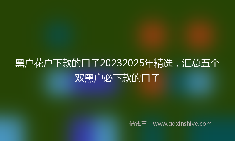 黑户花户下款的口子20232025年精选，汇总五个双黑户必下款的口子