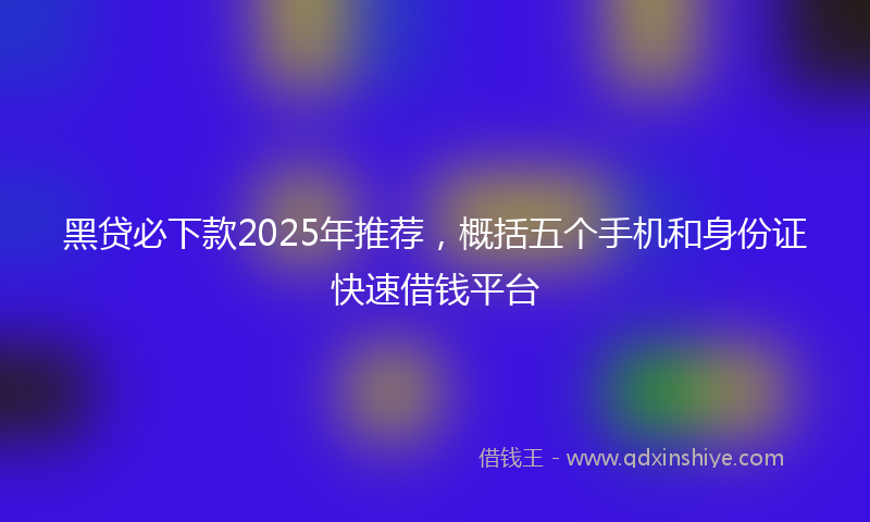 黑贷必下款2025年推荐，概括五个手机和身份证快速借钱平台