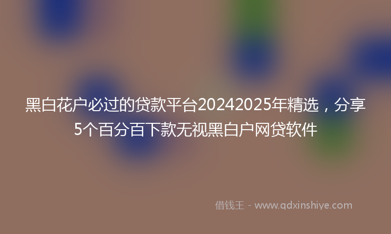 黑白花户必过的贷款平台20242025年精选，分享5个百分百下款无视黑白户网贷软件