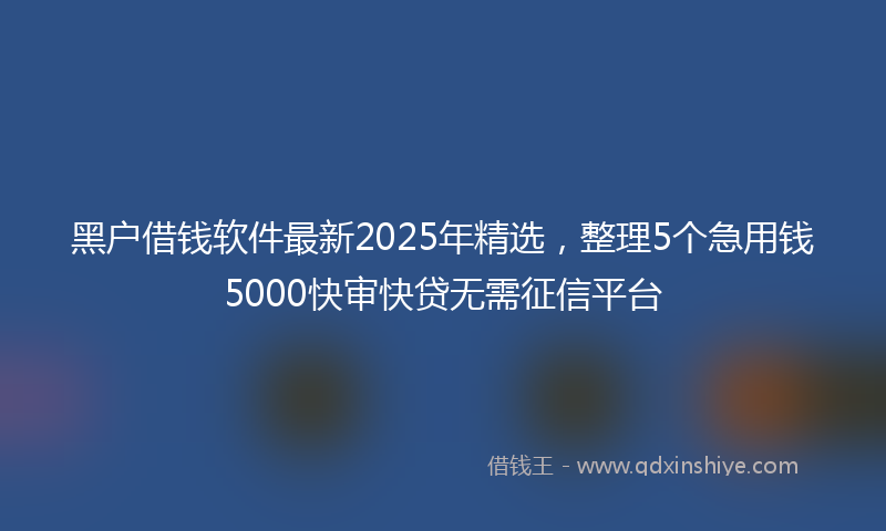 黑户借钱软件最新2025年精选，整理5个急用钱5000快审快贷无需征信平台