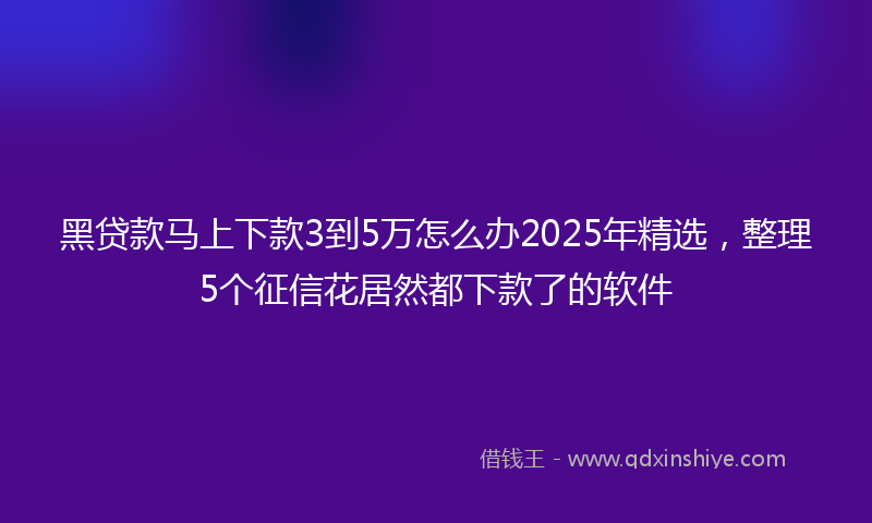 黑贷款马上下款3到5万怎么办2025年精选，整理5个征信花居然都下款了的软件