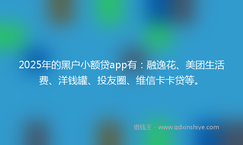 2025年的黑户小额贷app有：融逸花、美团生活费、洋钱罐、投友圈、维信卡卡贷等。