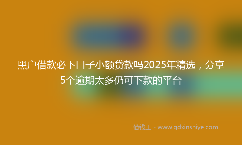 黑户借款必下口子小额贷款吗2025年精选，分享5个逾期太多仍可下款的平台