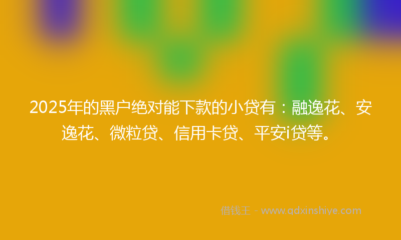 2025年的黑户绝对能下款的小贷有：融逸花、安逸花、微粒贷、信用卡贷、平安i贷等。