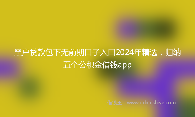 黑户贷款包下无前期口子入口2024年精选，归纳五个公积金借钱app