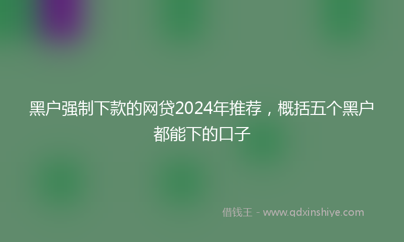 黑户强制下款的网贷2024年推荐，概括五个黑户都能下的口子