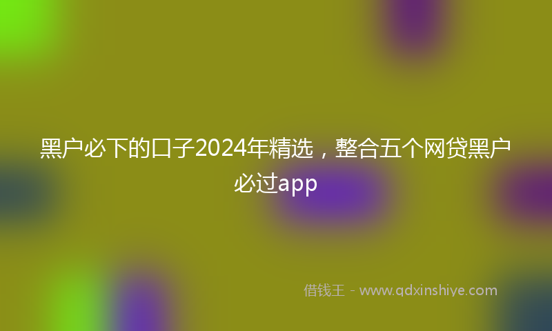 黑户必下的口子2024年精选，整合五个网贷黑户必过app