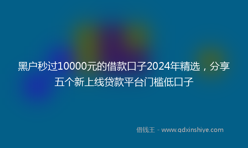 黑户秒过10000元的借款口子2024年精选，分享五个新上线贷款平台门槛低口子