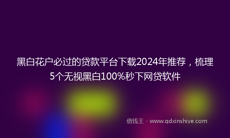 黑白花户必过的贷款平台下载2024年推荐，梳理5个无视黑白100%秒下网贷软件