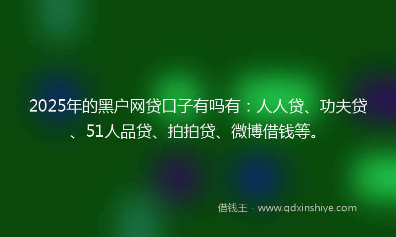 2025年的黑户网贷口子有吗有：人人贷、功夫贷、51人品贷、拍拍贷、微博借钱等。