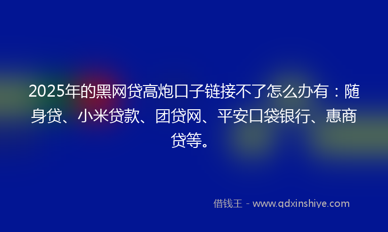 2025年的黑网贷高炮口子链接不了怎么办有：随身贷、小米贷款、团贷网、平安口袋银行、惠商贷等。