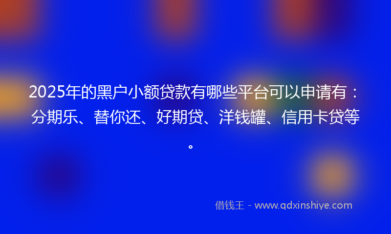 2025年的黑户小额贷款有哪些平台可以申请有：分期乐、替你还、好期贷、洋钱罐、信用卡贷等。