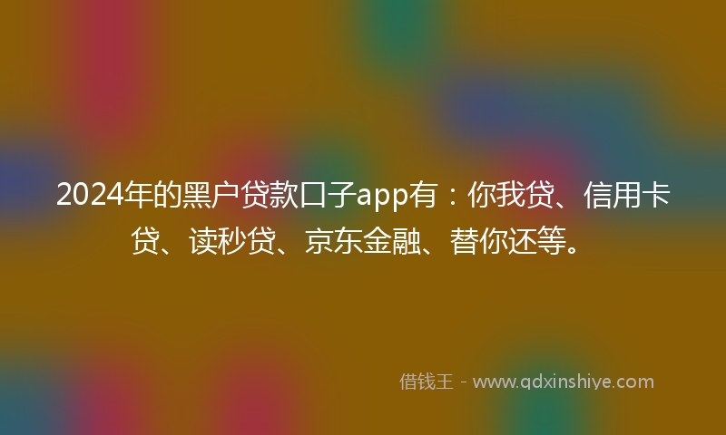 2024年的黑户贷款口子app有：你我贷、信用卡贷、读秒贷、京东金融、替你还等。