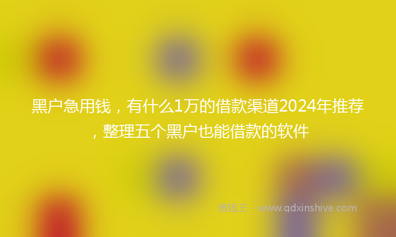 黑户急用钱，有什么1万的借款渠道2024年推荐，整理五个黑户也能借款的软件