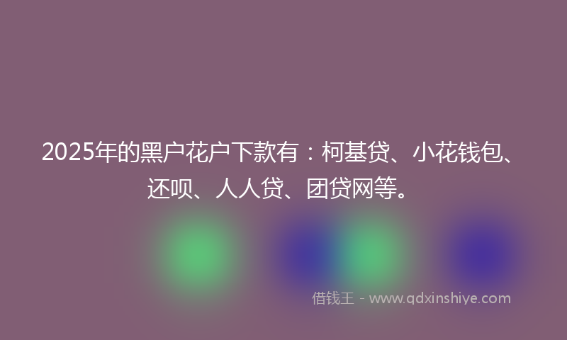 2025年的黑户花户下款有：柯基贷、小花钱包、还呗、人人贷、团贷网等。
