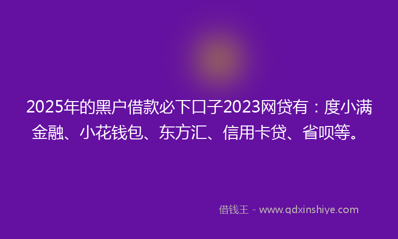 2025年的黑户借款必下口子2023网贷有：度小满金融、小花钱包、东方汇、信用卡贷、省呗等。