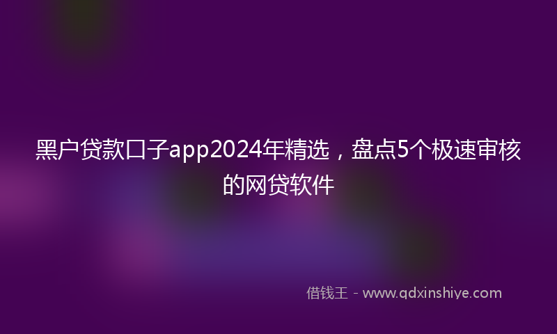 黑户贷款口子app2024年精选，盘点5个极速审核的网贷软件