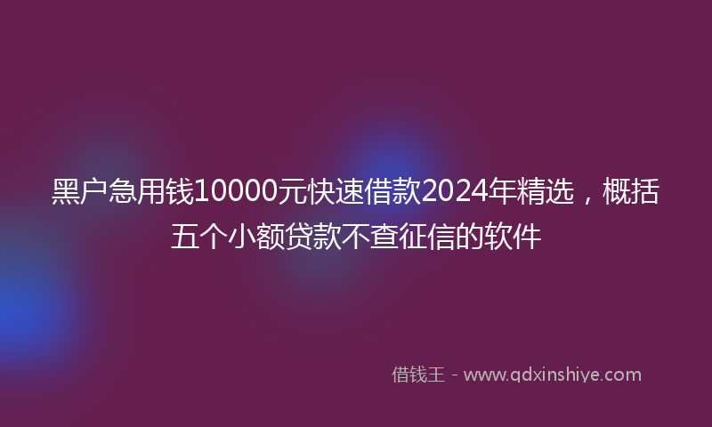 黑户急用钱10000元快速借款2024年精选，概括五个小额贷款不查征信的软件