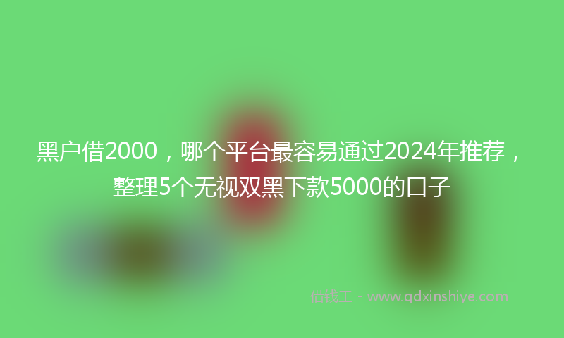 黑户借2000，哪个平台最容易通过2024年推荐，整理5个无视双黑下款5000的口子