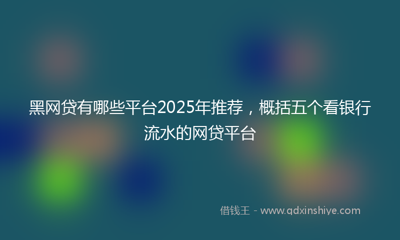 黑网贷有哪些平台2025年推荐，概括五个看银行流水的网贷平台
