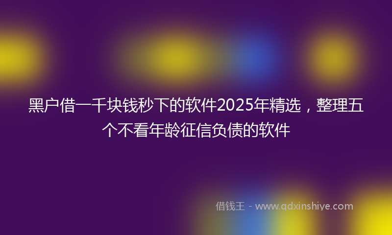 黑户借一千块钱秒下的软件2025年精选，整理五个不看年龄征信负债的软件
