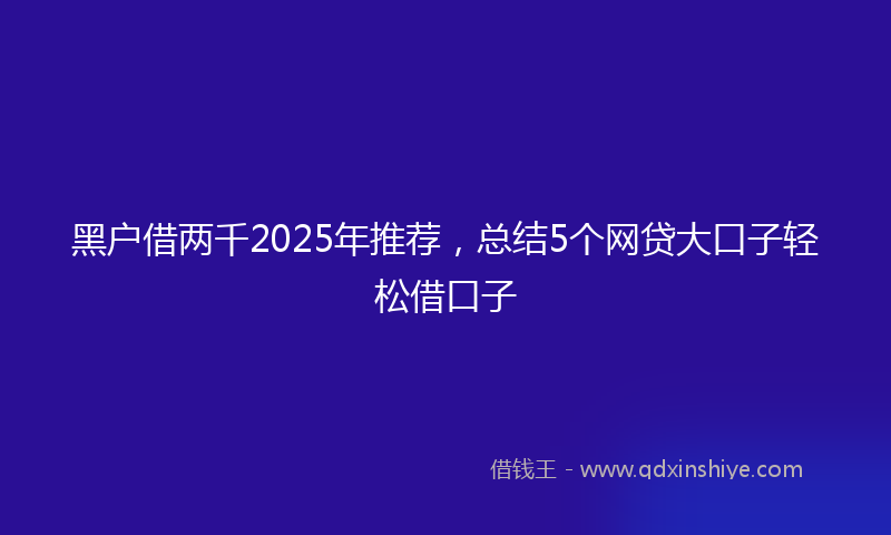 黑户借两千2025年推荐，总结5个网贷大口子轻松借口子