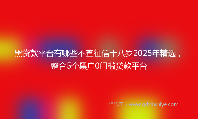 黑贷款平台有哪些不查征信十八岁2025年精选，整合5个黑户0门槛贷款平台