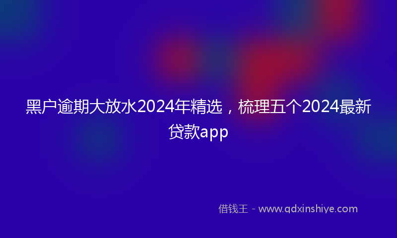 黑户逾期大放水2024年精选，梳理五个2024最新贷款app