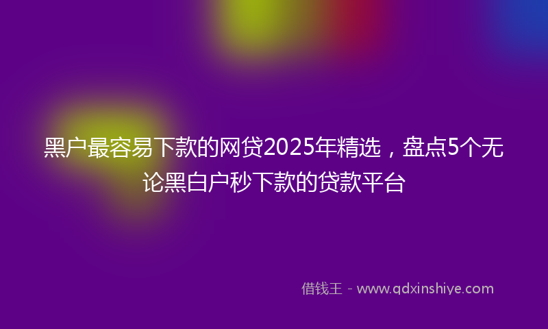 黑户最容易下款的网贷2025年精选，盘点5个无论黑白户秒下款的贷款平台